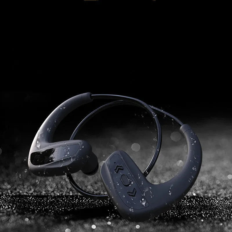 Suomijia black waterproof swimming headset with Bluetooth and MP3 player for aquatic sports
