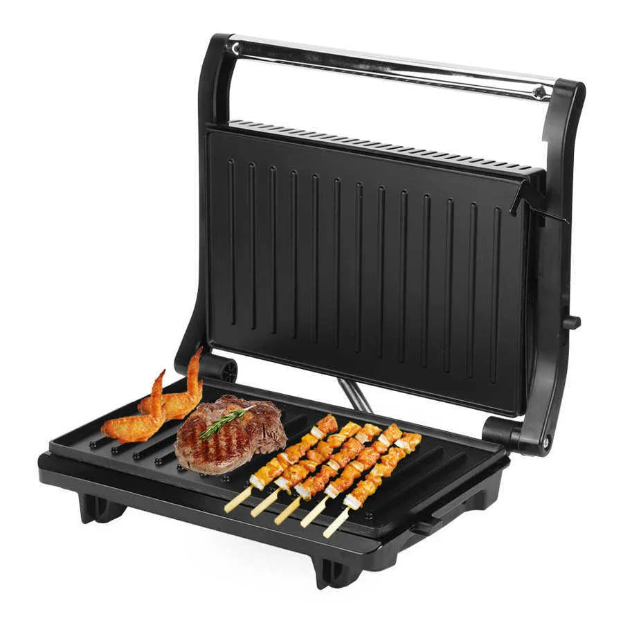 Compact nonstick electric grill with adjustable temperature control for delicious, smokeless home-cooked meals