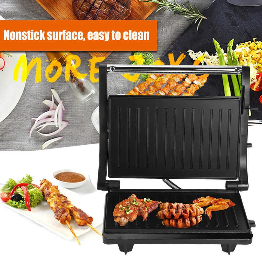 Compact nonstick electric grill with adjustable temperature control for delicious, smokeless home-cooked meals