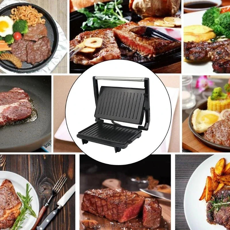 Hhomeenjoy Compact Nonstick Electric Grill for Delicious Smokeless Steaks at Home