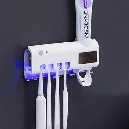Automatic Toothpaste Dispenser and UV Toothbrush Sanitizer with Intelligent Infrared Sensor, Eco-Friendly Design, and Rechargeable Battery