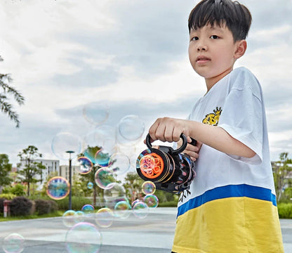 Gatling Bubble Gun Machine for kids with automatic electric bubble blowing and music features