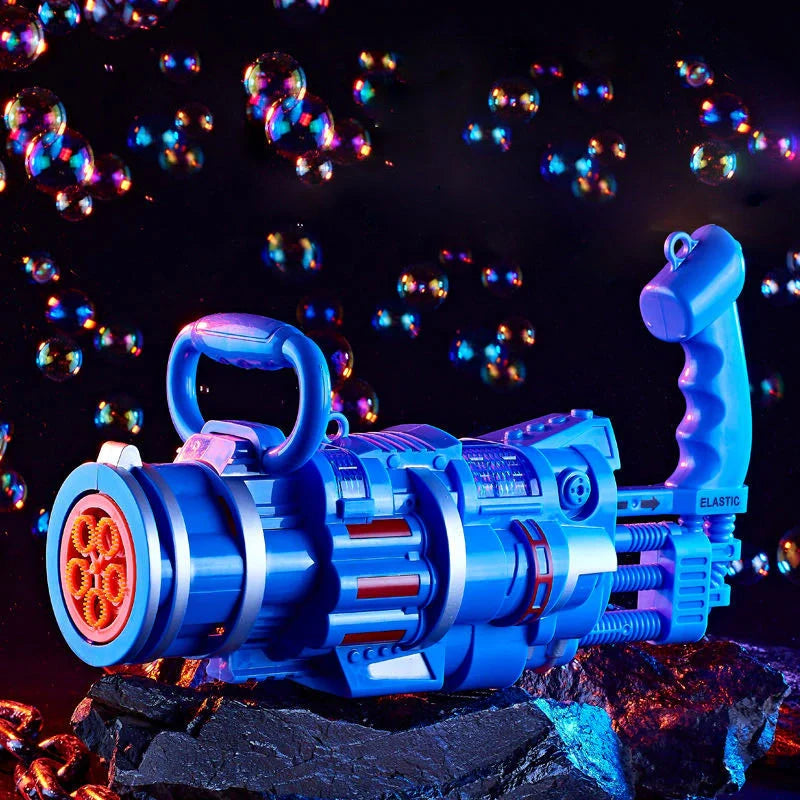 Gatling Bubble Gun Machine for kids with automatic electric bubble blowing and music features