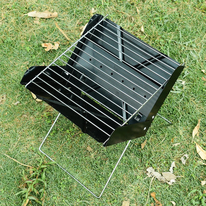 Portable stainless steel BBQ grill with foldable design for easy camping and picnic use