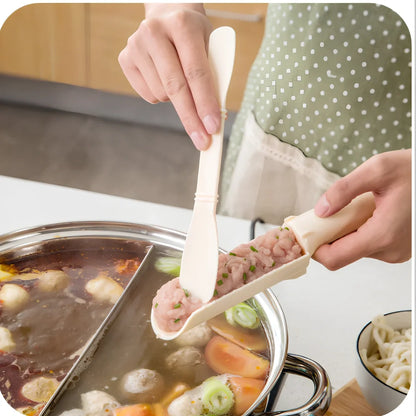 White plastic meatball maker tool showing 20cm diameter and 2.5cm meatball mould