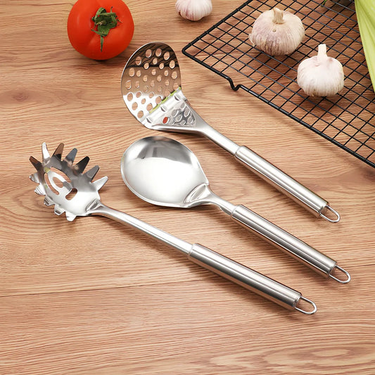 Thickened stainless steel kitchen utensils with mirror-polished finish measuring 27cm in length