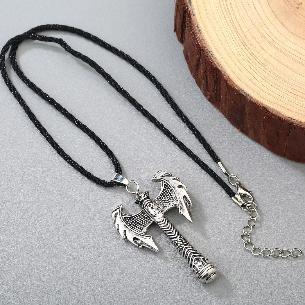 Ancient Greek Viking Axe Necklace in ancient silver or bronze with adjustable chain