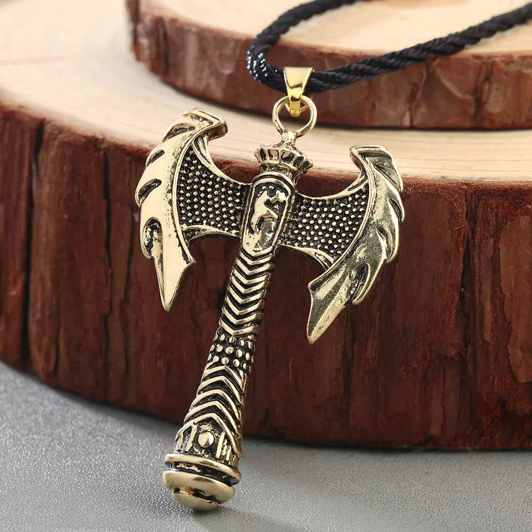 Ancient Greek Viking Axe Necklace in ancient silver or bronze with adjustable chain