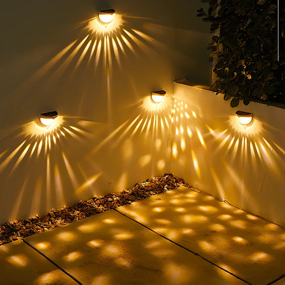 Water drop design solar wall lamp for outdoor garden installation with automatic light sensor