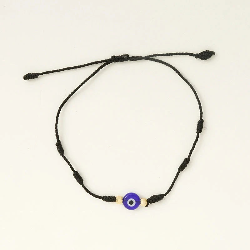 Stylish 7-Knot Evil Eye Bracelet Set - 6 Pack with Adjustable Braided Ropes and Alloy Accents