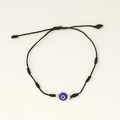 Stylish 7-Knot Evil Eye Bracelet Set - 6 Pack with Adjustable Braided Ropes and Alloy Accents