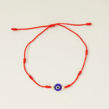 Stylish 7-Knot Evil Eye Bracelet Set - 6 Pack with Adjustable Braided Ropes and Alloy Accents