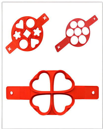 Red silicone egg mould measuring 3x3x6 inches for creating shaped hard-boiled eggs without shells