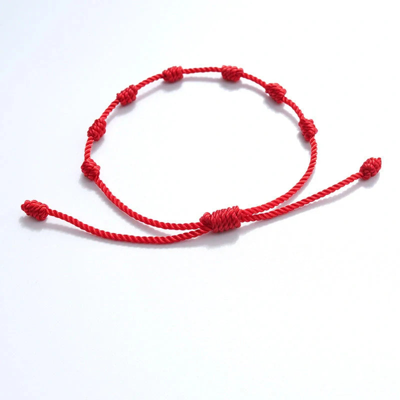 Stylish 7-Knot Evil Eye Bracelet Set - 6 Pack with Adjustable Braided Ropes and Alloy Accents