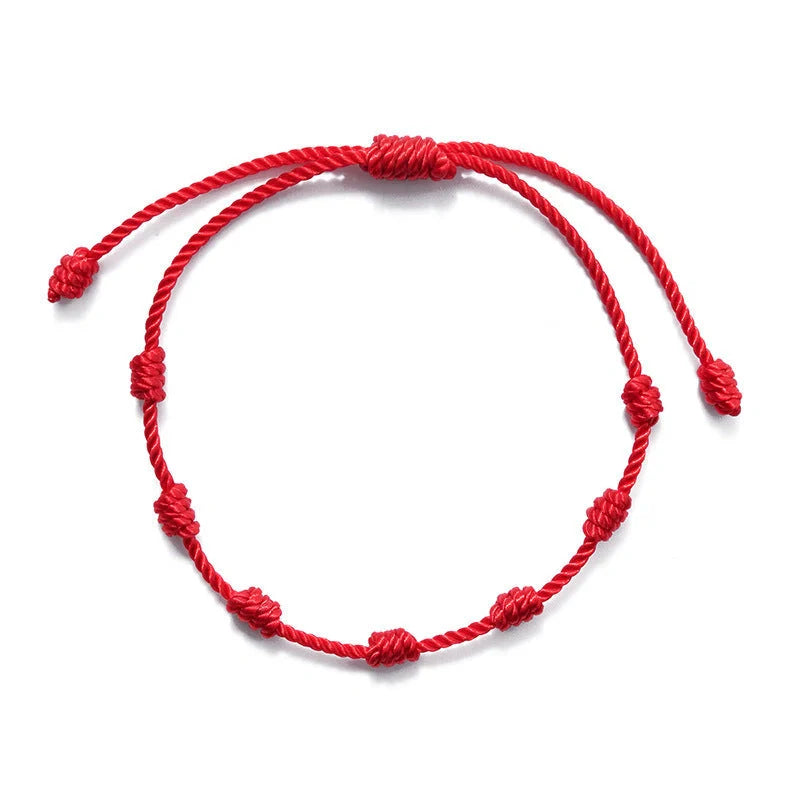 Stylish 7-Knot Evil Eye Bracelet Set - 6 Pack with Adjustable Braided Ropes and Alloy Accents