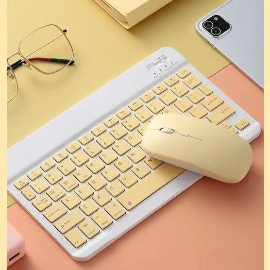 Ultra-thin wireless keyboard and mouse set in Macaron colours, compatible with Apple, scissor keyboard, 24.5x15x0.6cm.