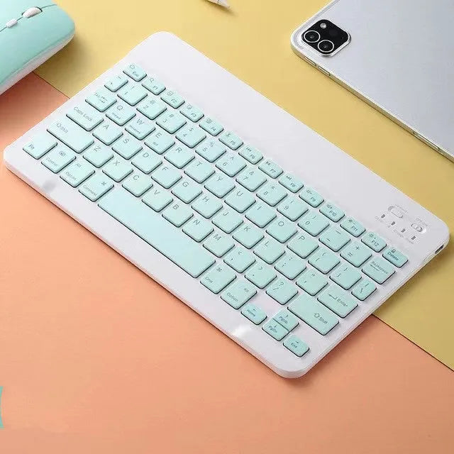 Ultra-thin wireless keyboard and mouse set in Macaron colours, compatible with Apple, scissor keyboard, 24.5x15x0.6cm.