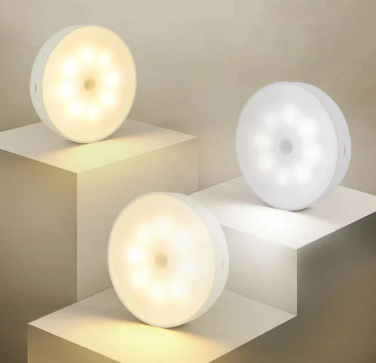 USB-powered motion-activated LED puck lights for cabinets, closets, and other small spaces