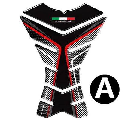 Motorcycle fuel tank sticker with fish bone design for Ducati, available in colours A, B and C