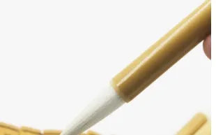Three traditional Chinese writing brushes with woolen bristles and bamboo handles in large, medium, small sizes