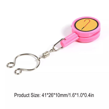 Portable fishing hooks in pink, blue, green, and yellow, 41x26x10mm