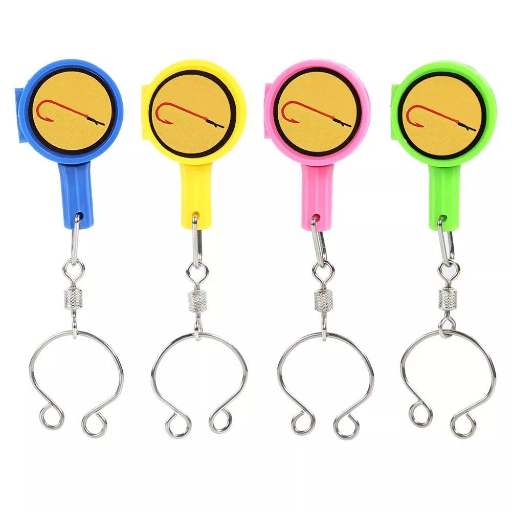 Portable fishing hooks in pink, blue, green, and yellow, 41x26x10mm