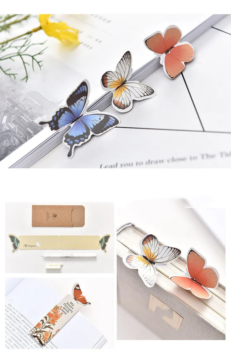 Decorative butterfly-shaped paper bookmark with colourful design, measuring 13.5cm by 5.5cm.