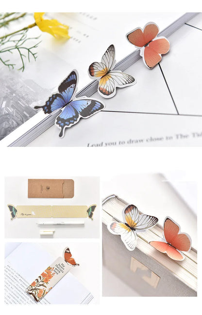 Decorative butterfly-shaped paper bookmark with colourful design, measuring 13.5cm by 5.5cm.