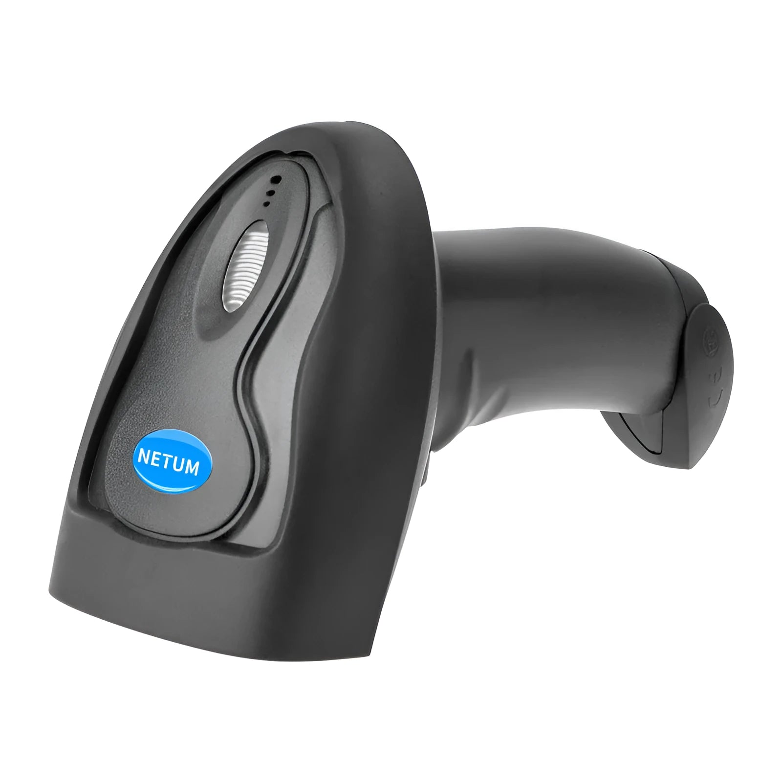 Black wireless handheld barcode scanner with USB interface