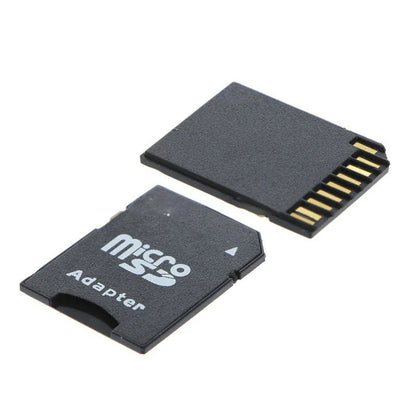 Five black Micro SD TF to SD card adapters, each approximately 3.1cm x 2.4cm, with lock function