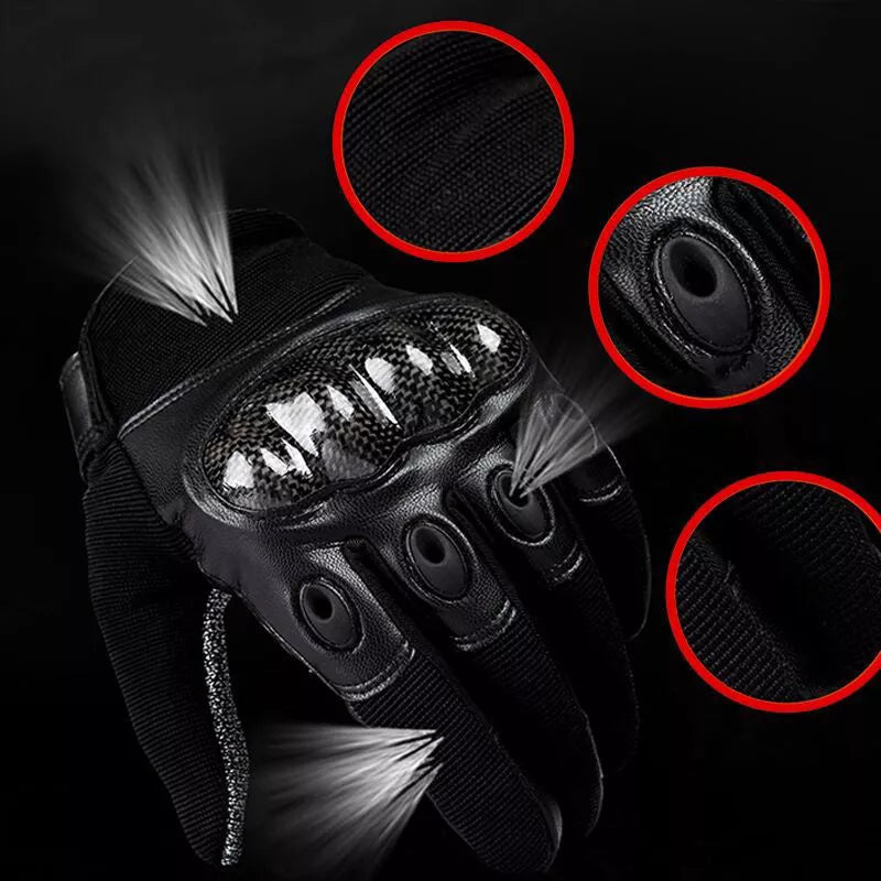 Carbon fiber tactical gloves for outdoor activities, available in full-finger and half-finger styles