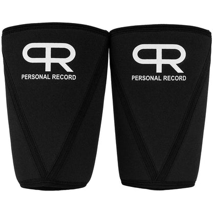 Professional black weightlifting knee pads for squats, available in sizes S to XL.