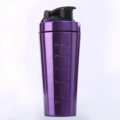 1L black stainless steel protein shaker cup with mixing ball and screw lid for fitness use