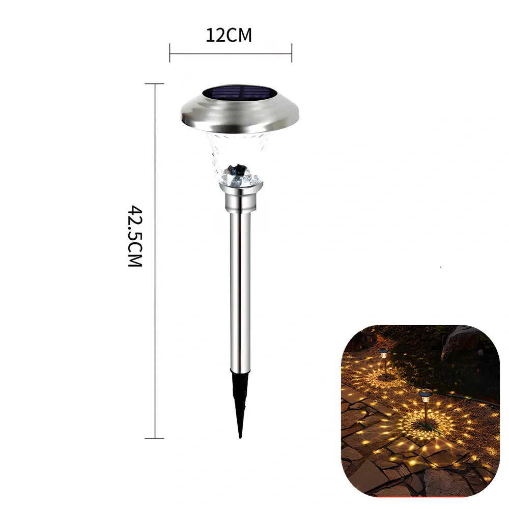 Solar lawn light with stainless steel construction for garden pathway illumination