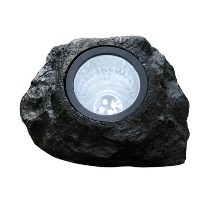 Solar courtyard lamp with simulation stone design and LED illumination for outdoor gardens
