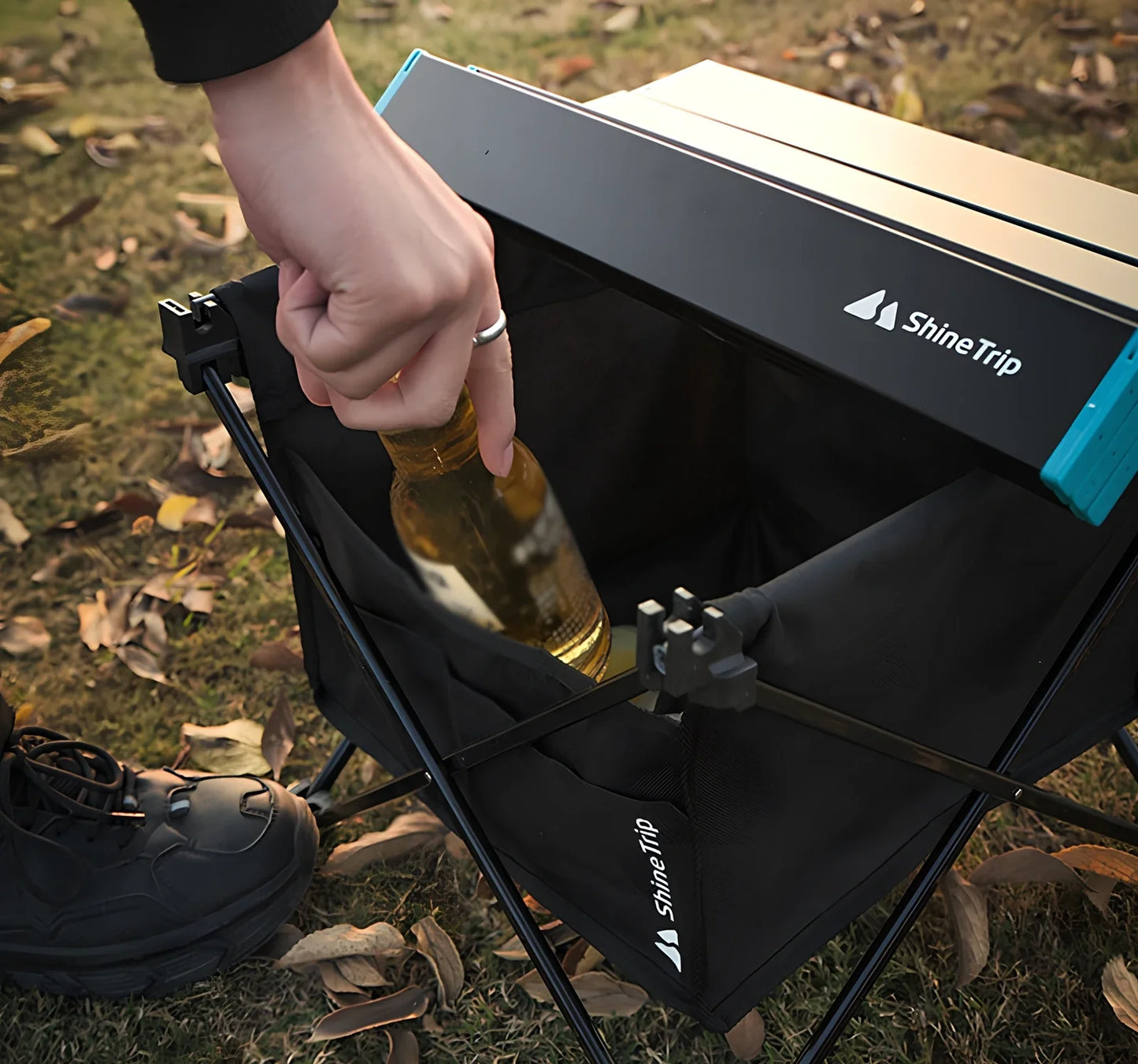 Aluminium folding outdoor table with waterproof Oxford fabric and storage pocket