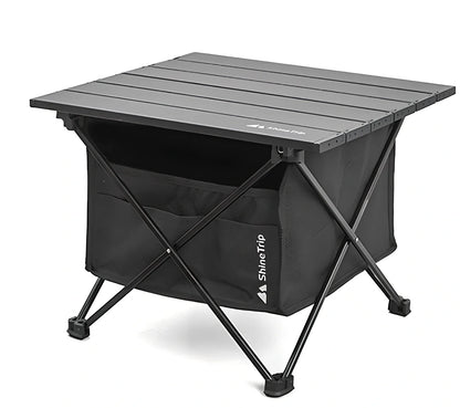 Aluminium folding outdoor table with waterproof Oxford fabric and storage pocket