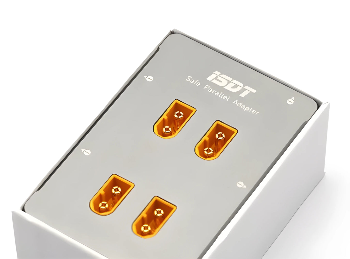 Grey Astor parallel charging board for RC aircraft with six pairs of labelled battery terminals