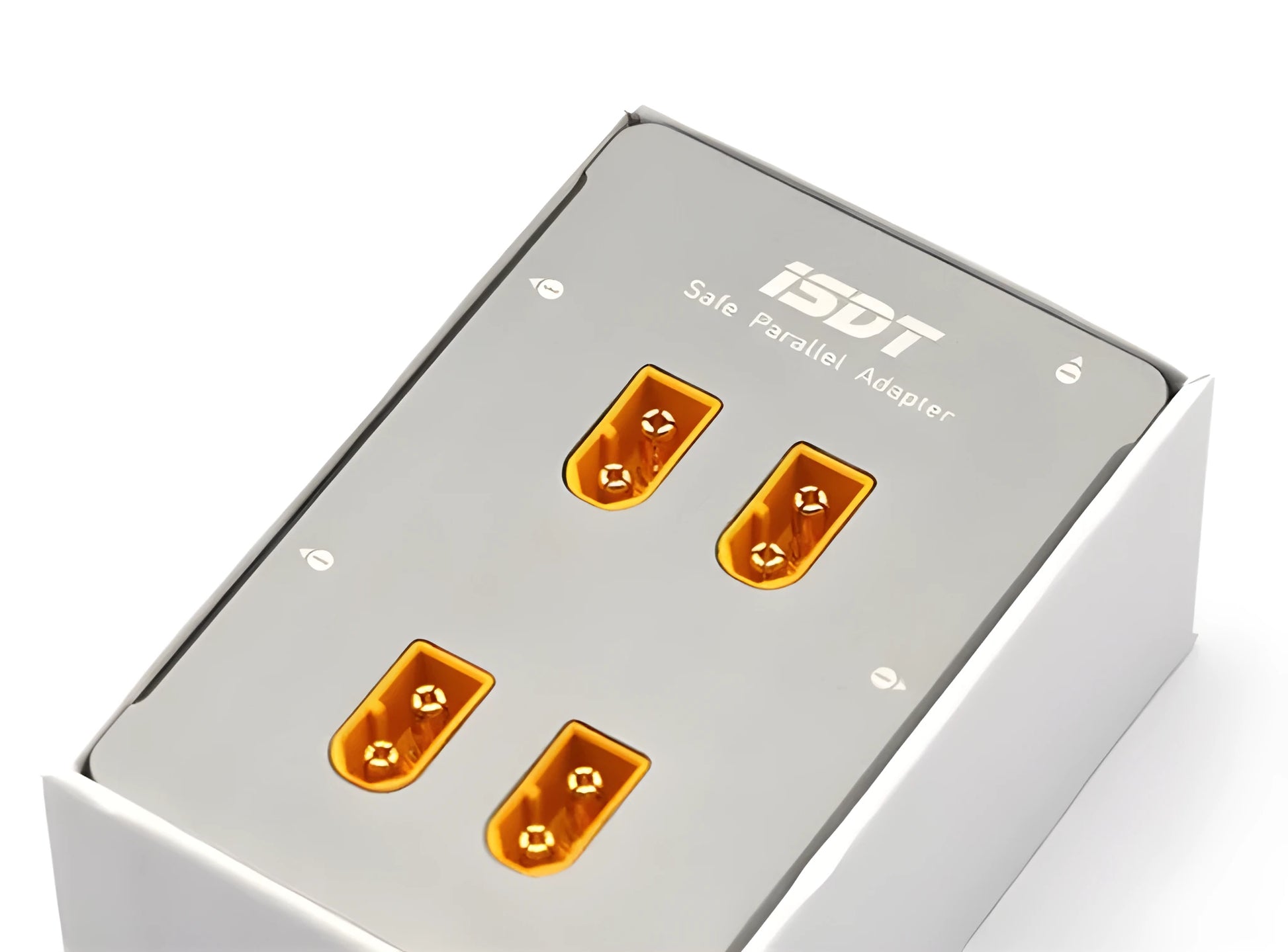 Grey Astor parallel charging board for RC aircraft with six pairs of labelled battery terminals