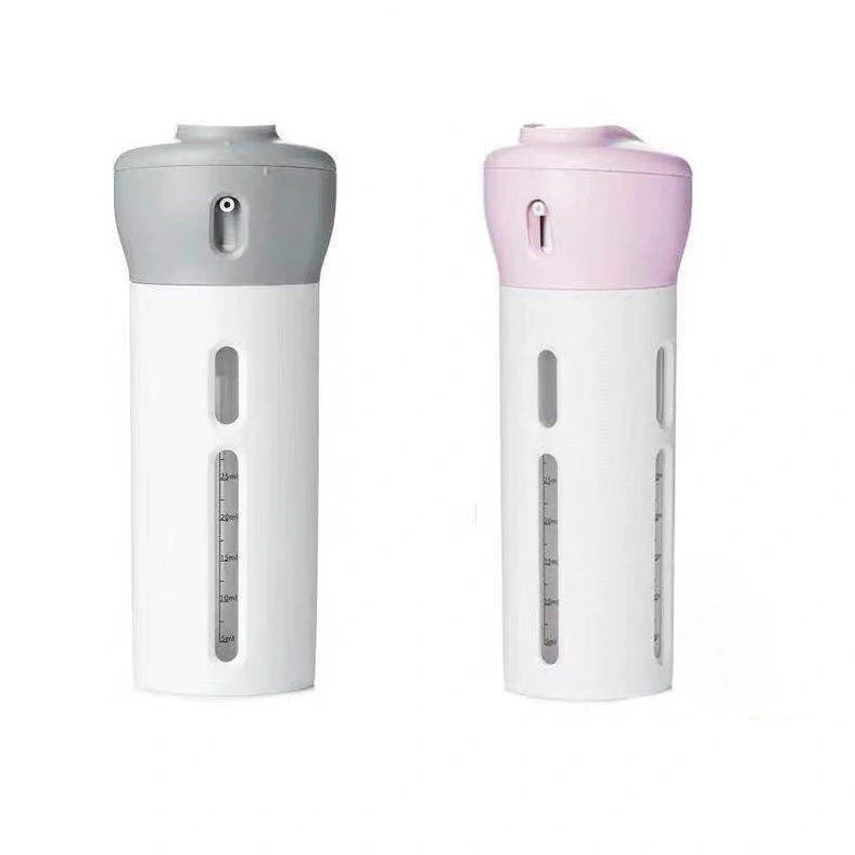 4-in-1 travel bottling set with four 12ml bottles measuring 48×48×133mm