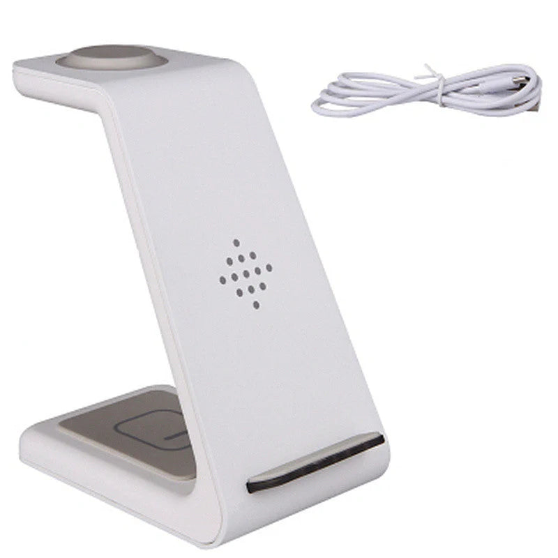 3-in-1 wireless charging stand for iPhone12, iWatch6, and AirPods with compact design