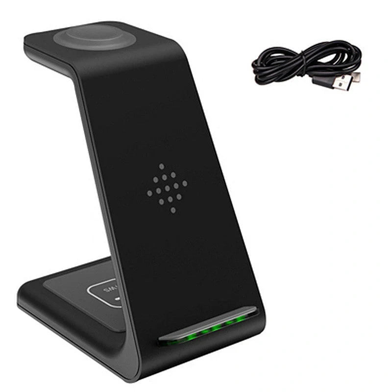 3-in-1 wireless charging stand for iPhone12, iWatch6, and AirPods with compact design