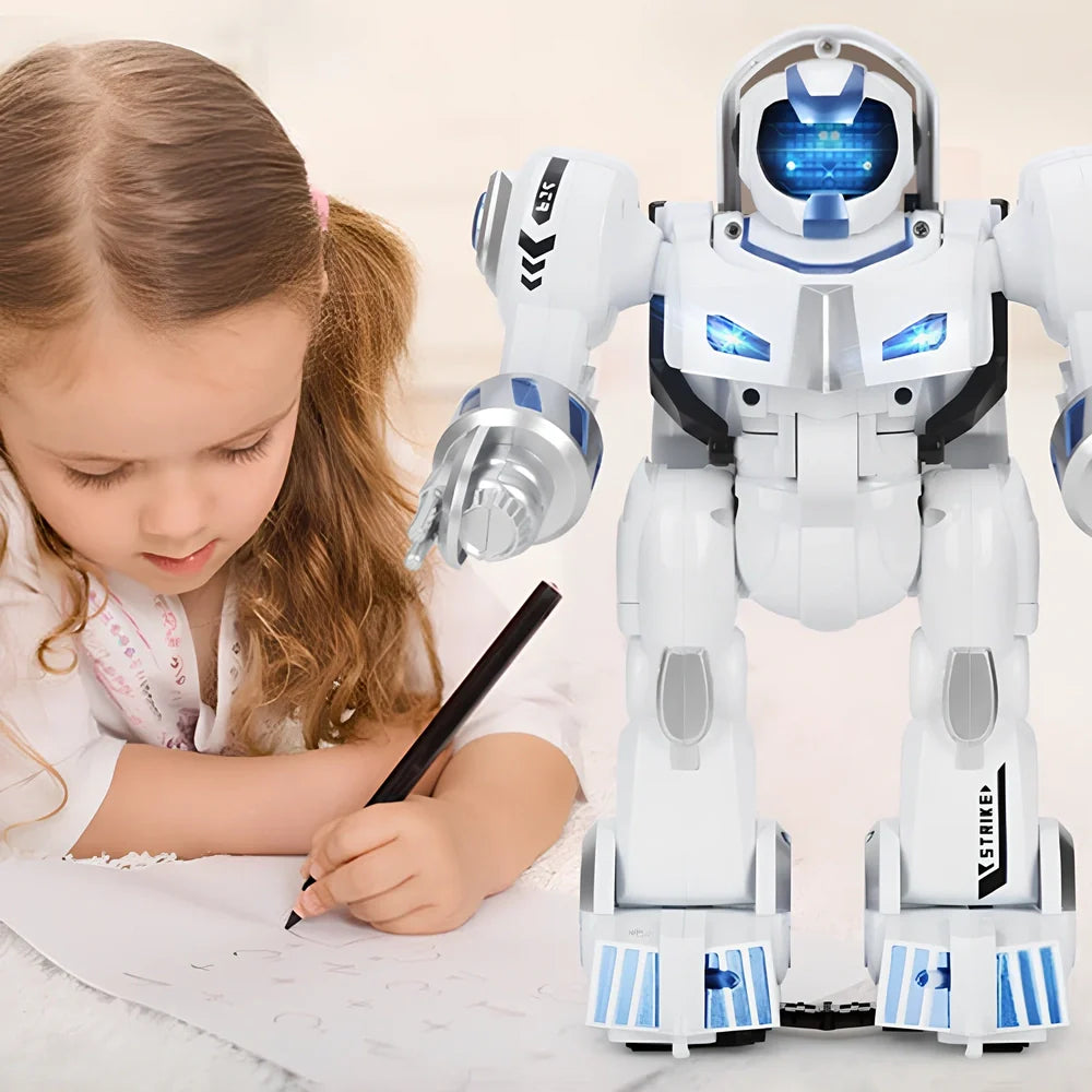 Deformed police robot toy with remote control for children's ability development