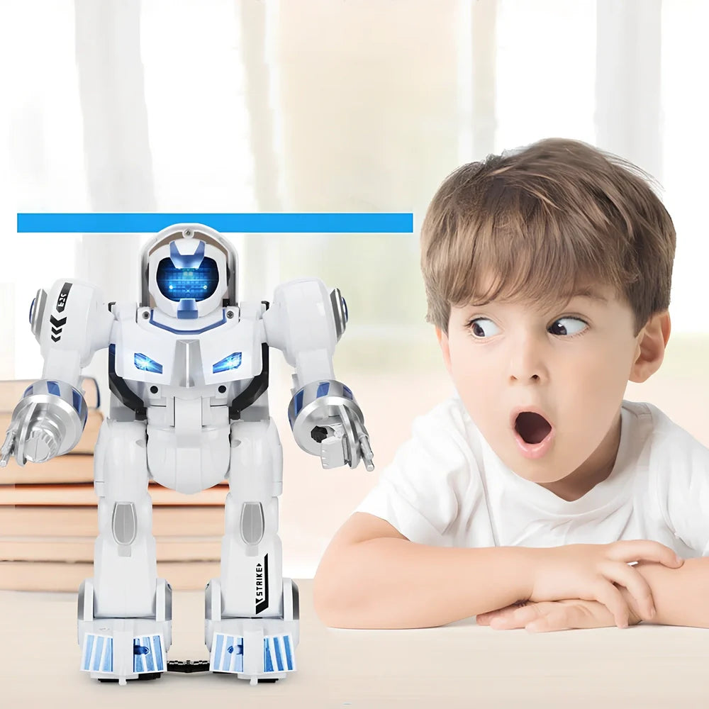 Deformed police robot toy with remote control for children's ability development