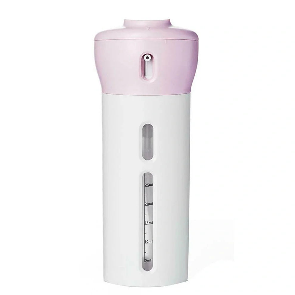 4-in-1 travel bottling set with four 12ml bottles measuring 48×48×133mm