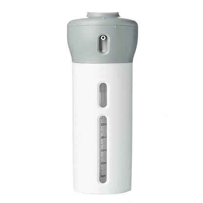 4-in-1 travel bottling set with four 12ml bottles measuring 48×48×133mm
