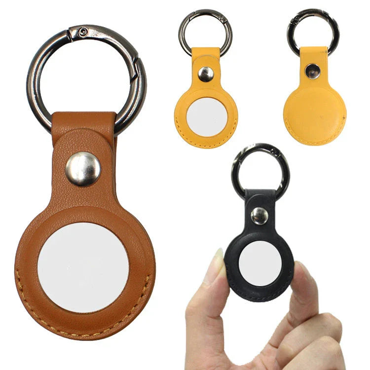 Apple-Compatible AirTags Leather Keychain Protective Case in multiple color options