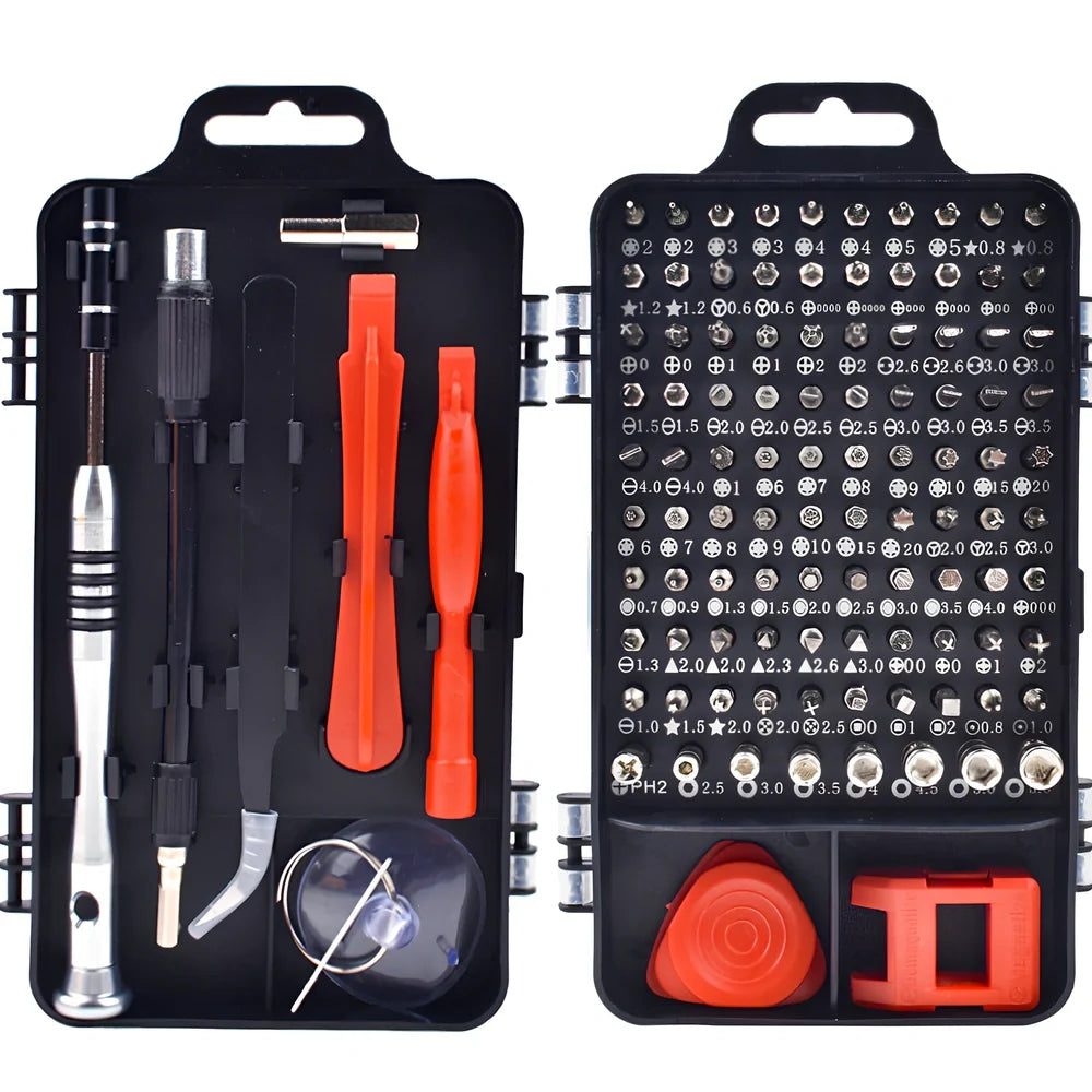 110-piece black red screwdriver set with Torx T9 bit and precision blades for mobile phone repairs