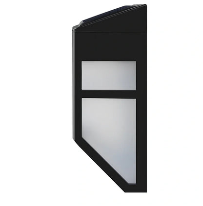 Solar wall light with retro design measuring 89mm length 52mm width 114mm height with 2 LED configuration