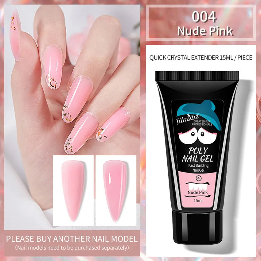 15ml crystal extension gel phototherapy model gel in eight shades including soft pink, clear and rose pink